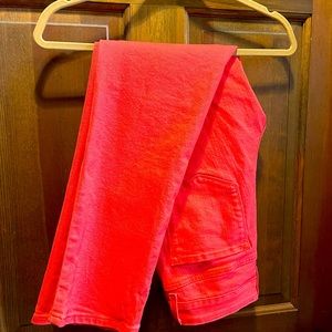 NYDJ Size 8 Coral Orange Red Skinny 5 Pocket Lift Tuck Technology Jeans